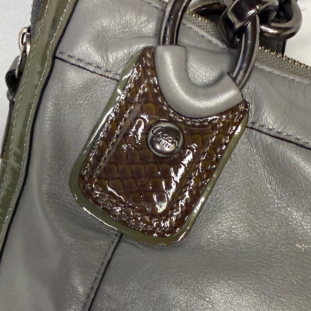 Coach Two-Tone Gray and Olive Shoulder Bag Kristen elevated shoulder - Picture 5 of 8